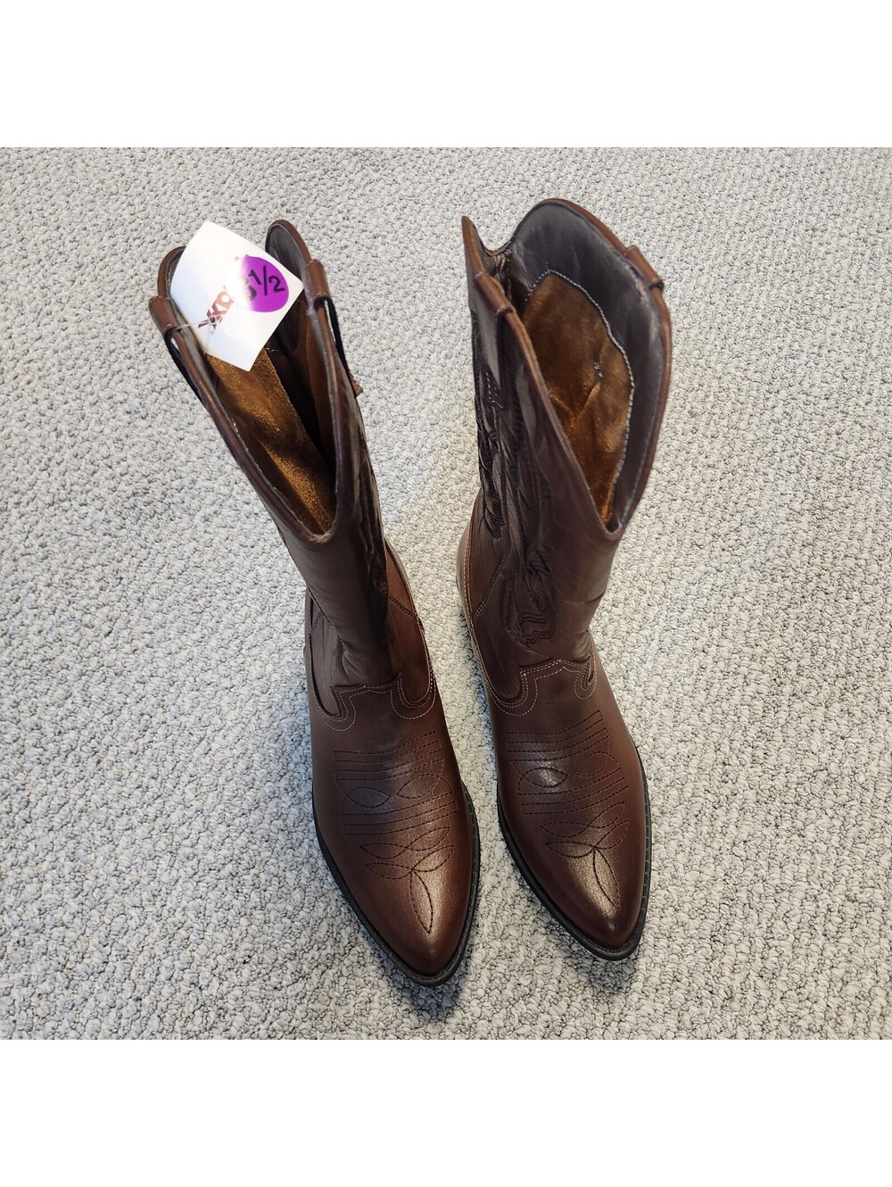 Coconuts Brown Leather Cowboy Boots Size 8.5 New